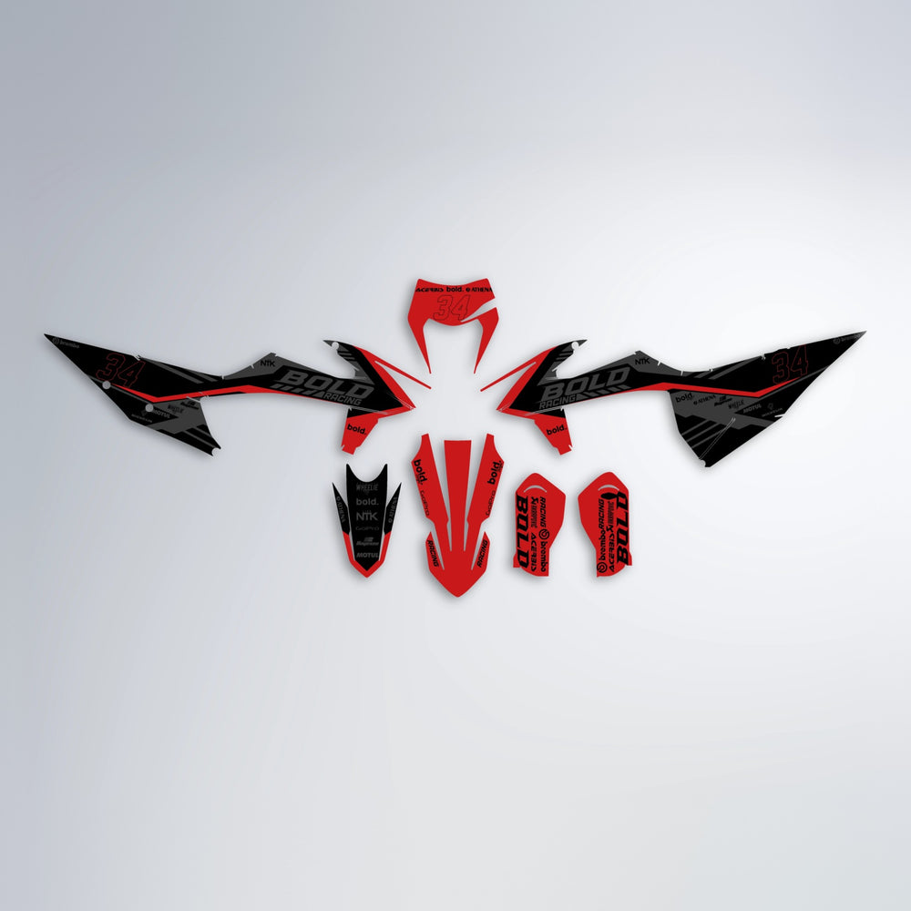 FACTORY graphics kit parts layout in Red