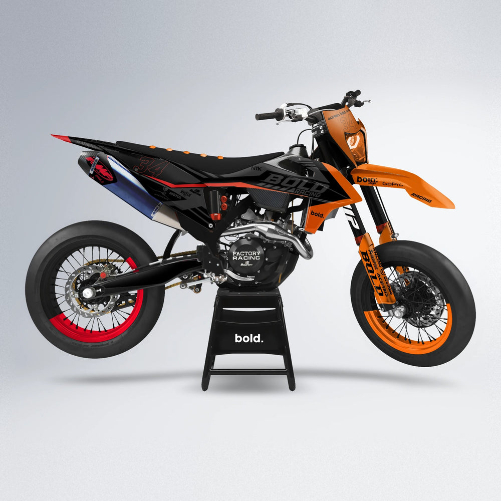 FACTORY supermoto graphics kit in Red & Orange