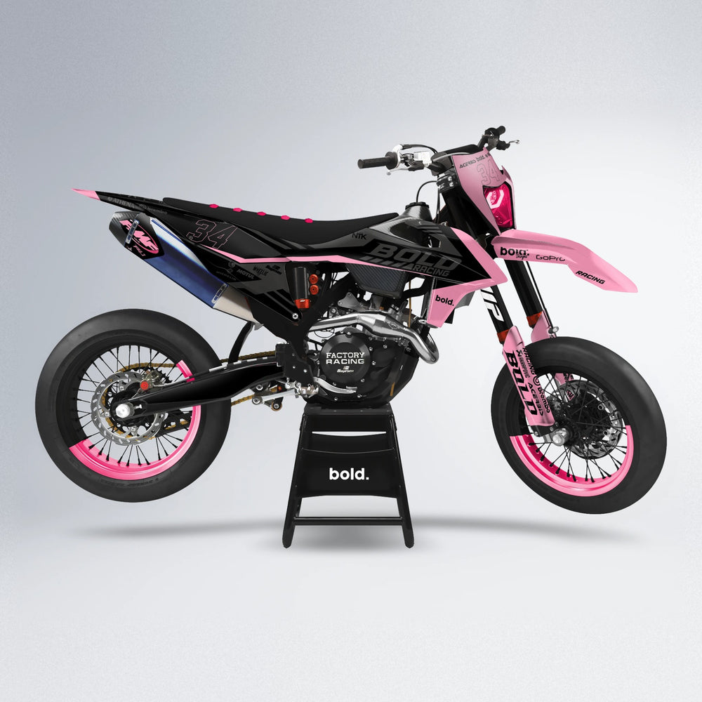 FACTORY supermoto graphics kit in Sakura Pink