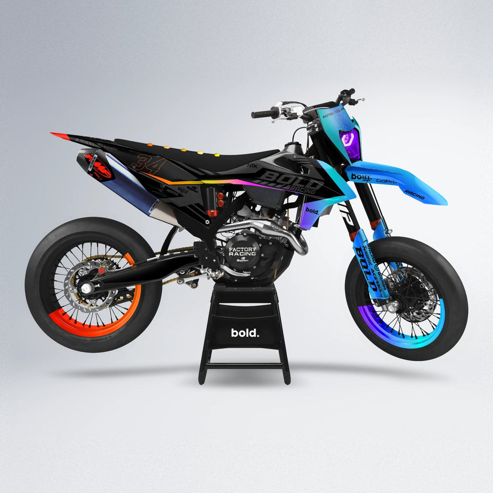 FACTORY supermoto graphics kit in Sunset Fade