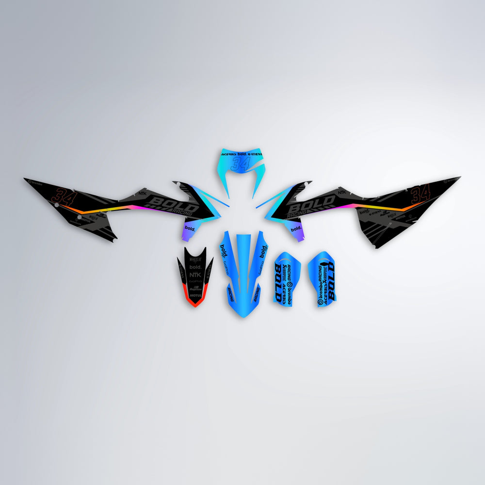 FACTORY graphics kit parts layout in Sunset Fade