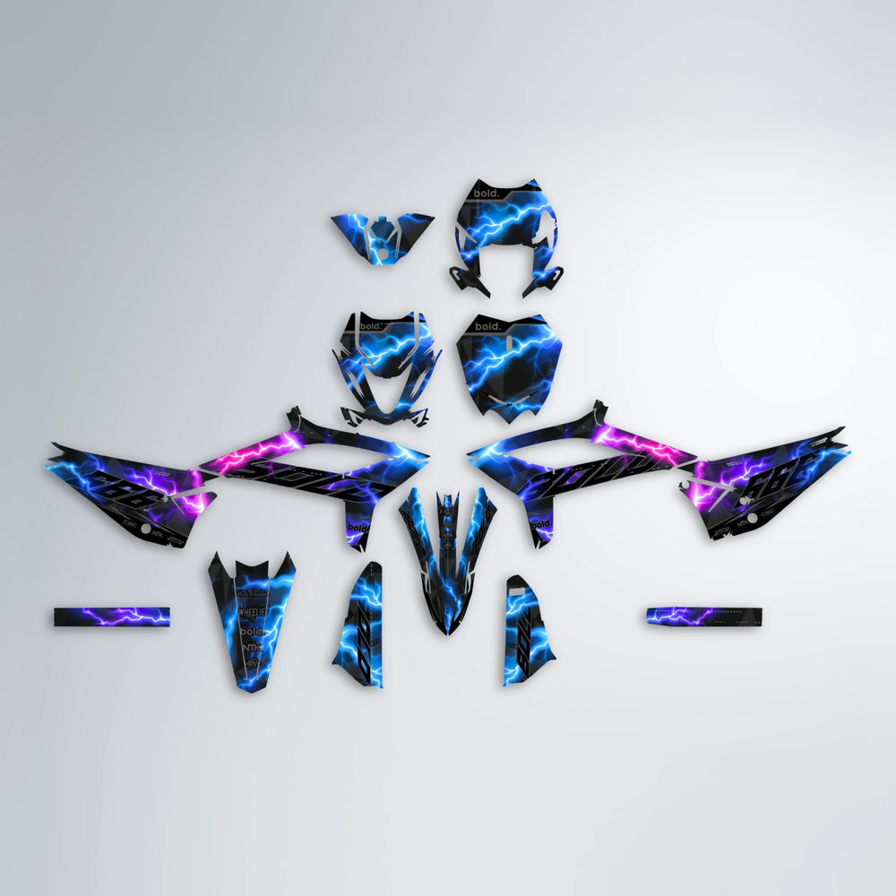 FLASH Beta graphics kit parts layout in Blue Purple Fade
