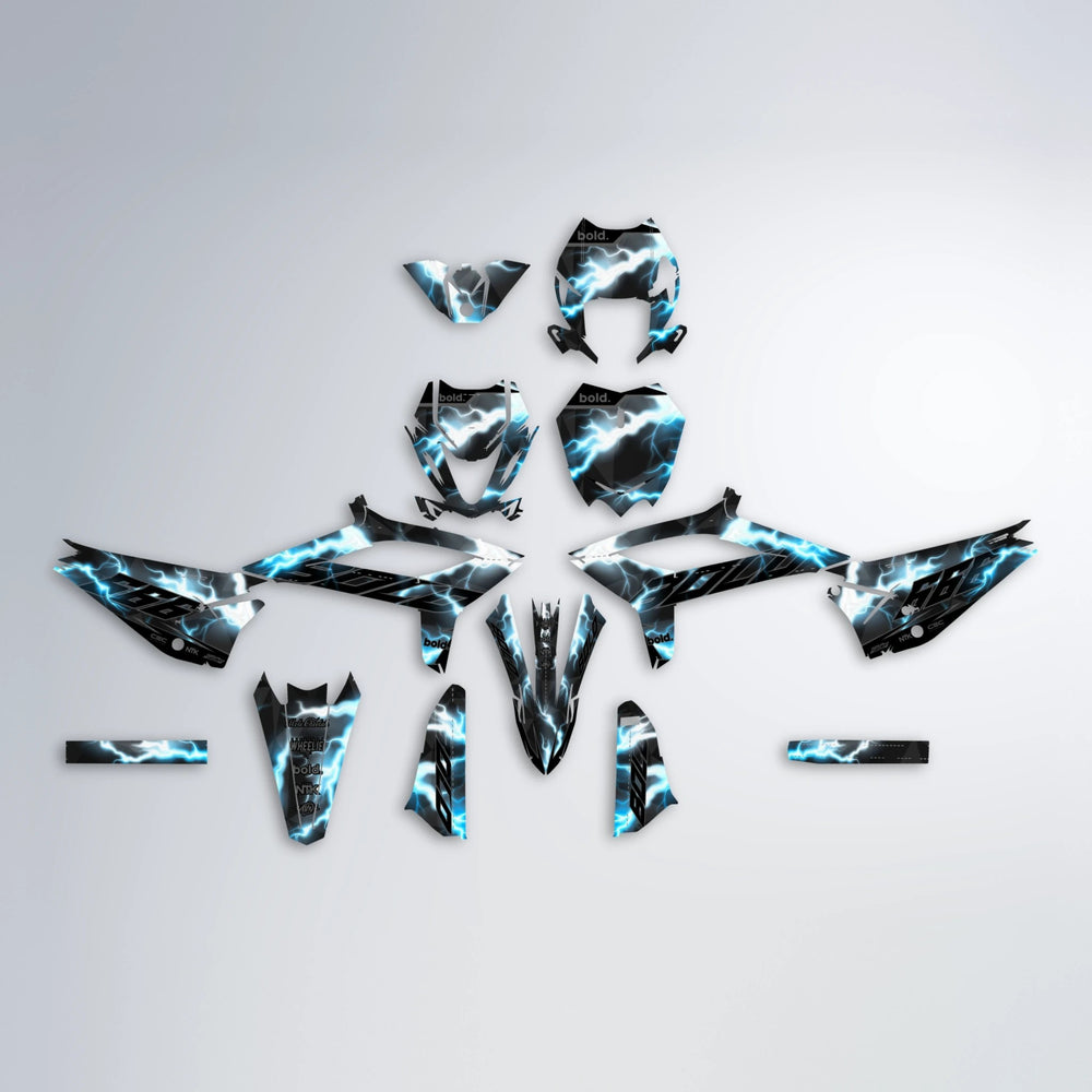 FLASH Beta graphics kit parts layout in Light Blue & White