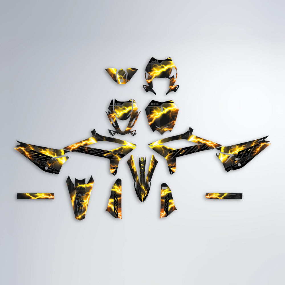 FLASH Beta graphics kit parts layout in Orange & Yellow
