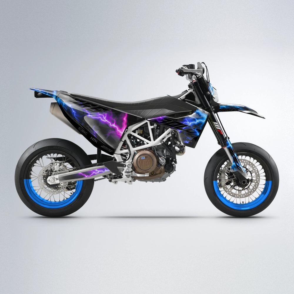FLASH Husqvarna 701 supermoto graphics kit in Blue Purple Fade