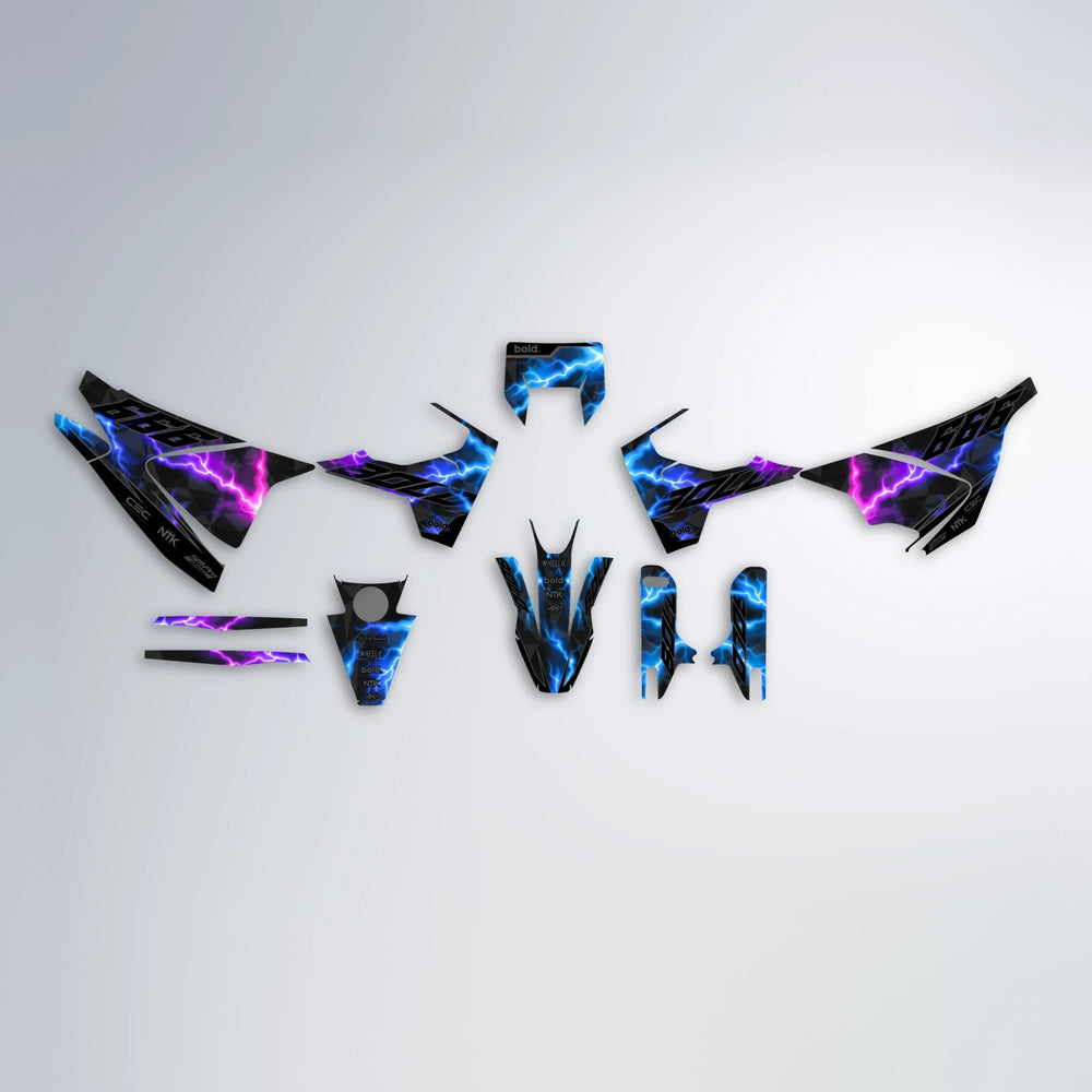 FLASH Husqvarna 701 graphics kit parts layout in Blue Purple Fade