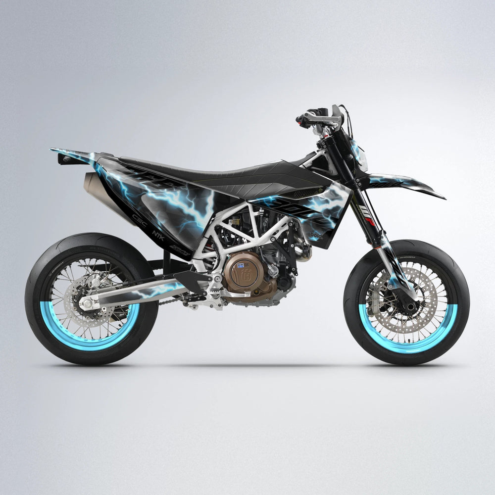 FLASH Husqvarna 701 supermoto graphics kit in Light Blue & White