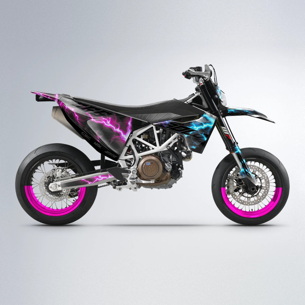 FLASH Husqvarna 701 supermoto graphics kit in Pink & Light Blue