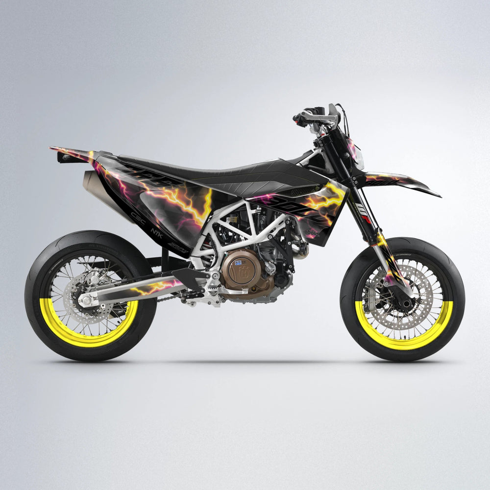 FLASH Husqvarna 701 supermoto graphics kit in Pink & Yellow