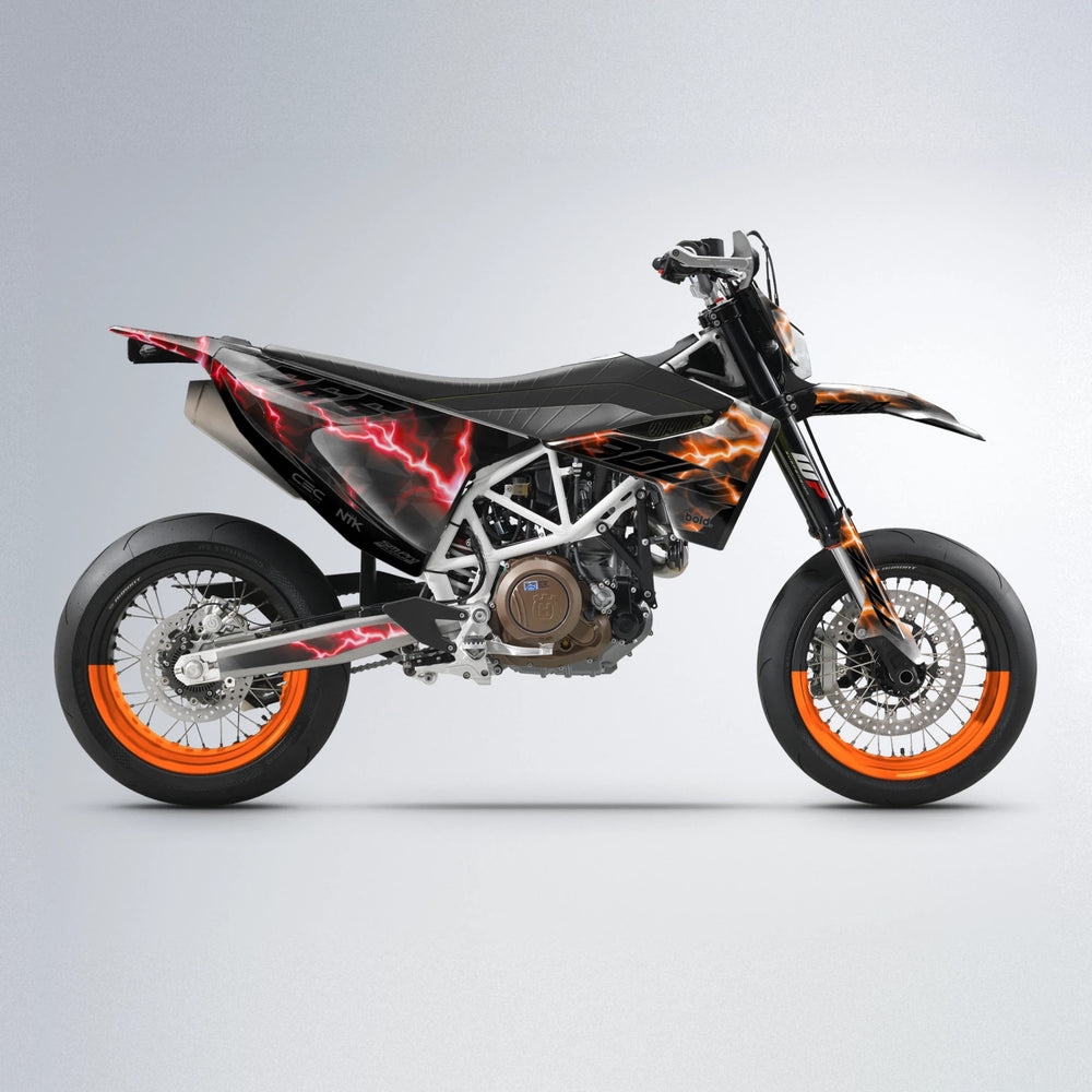 FLASH Husqvarna 701 supermoto graphics kit in Red & Orange