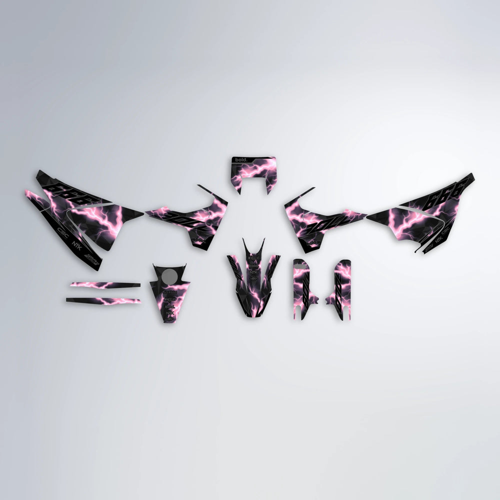 FLASH Husqvarna 701 graphics kit parts layout in Sakura Pink