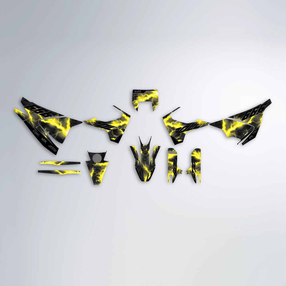 FLASH Husqvarna 701 graphics kit parts layout in Yellow