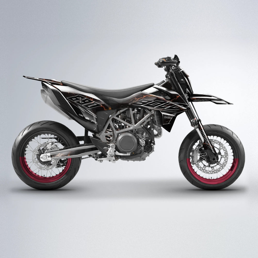 FLASH KTM SMC 690 supermoto graphics kit in Black & Red