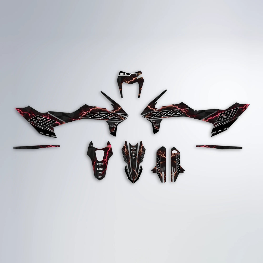FLASH KTM SMC 690 graphics kit parts layout in Flamingo