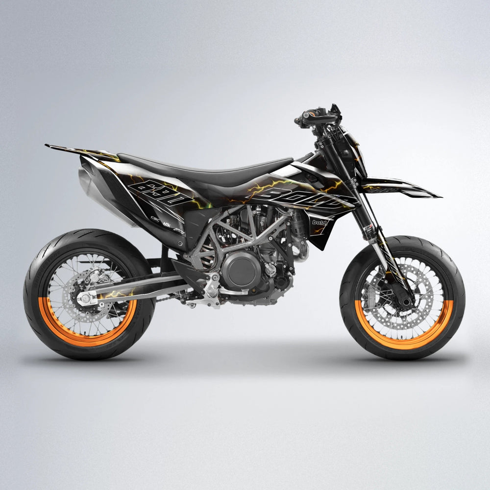 FLASH KTM SMC 690 supermoto graphics kit in Orange & Yellow