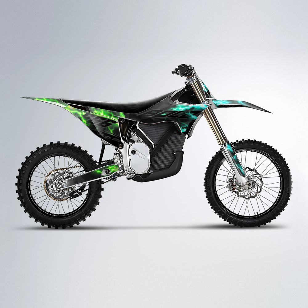 FLASH Stark Varg MX motocross graphics kit in Cyan & Green