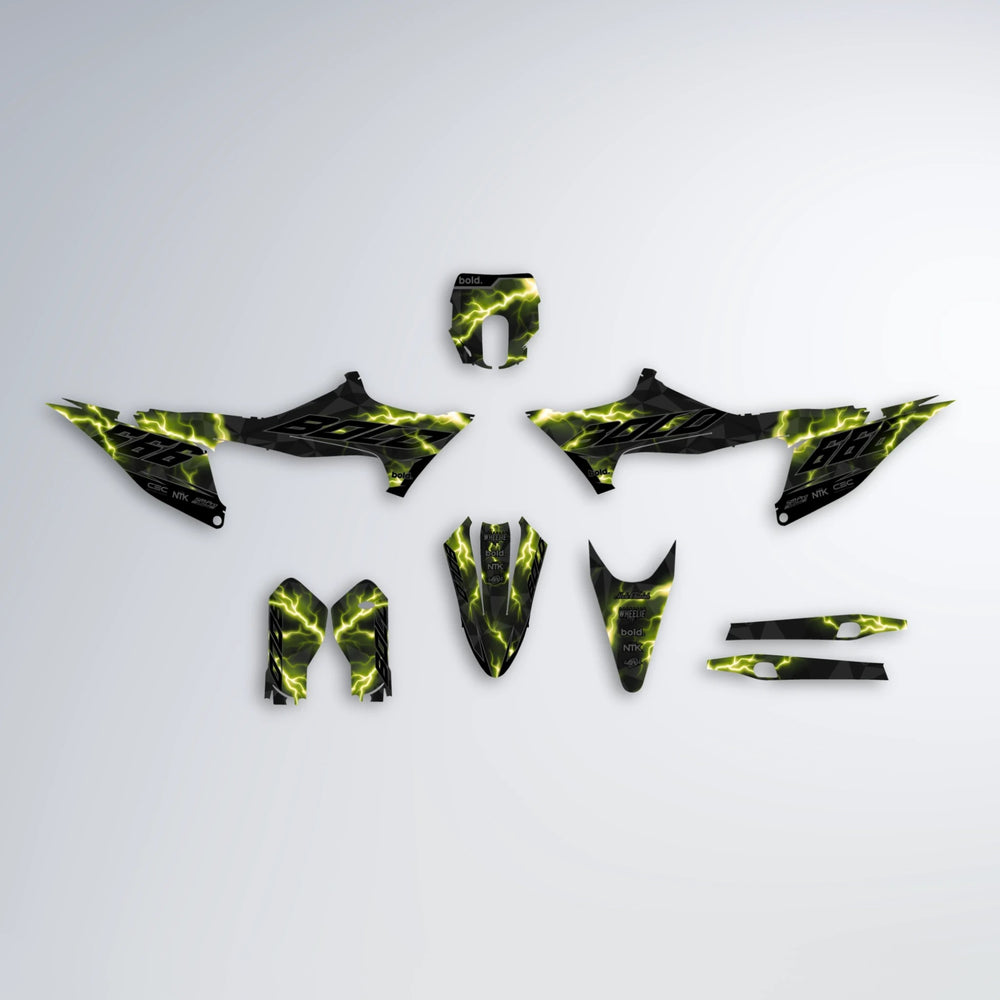 FLASH Stark Varg MX graphics kit parts layout in Olive