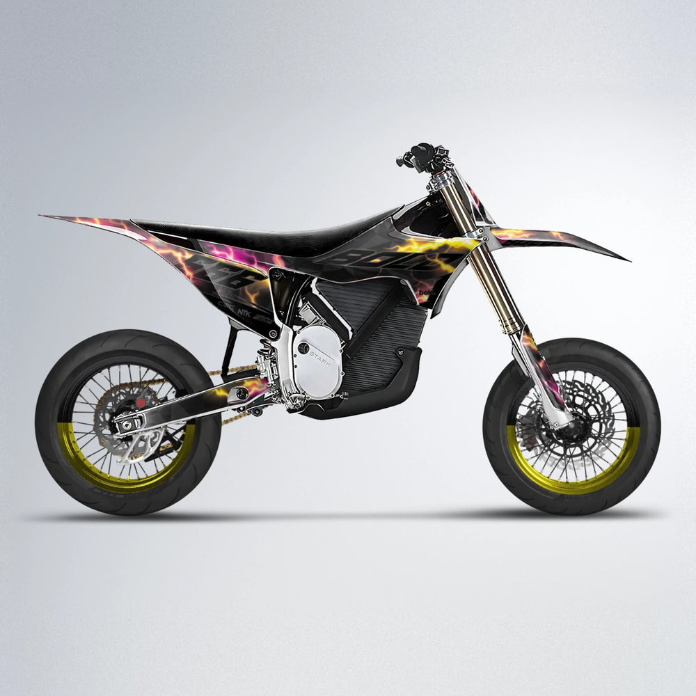 FLASH Stark Varg SM supermoto graphics kit in Pink & Yellow