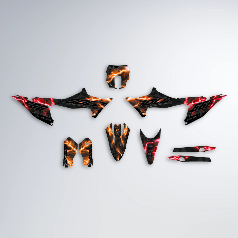 FLASH Stark Varg SM graphics kit parts layout in Red & Orange