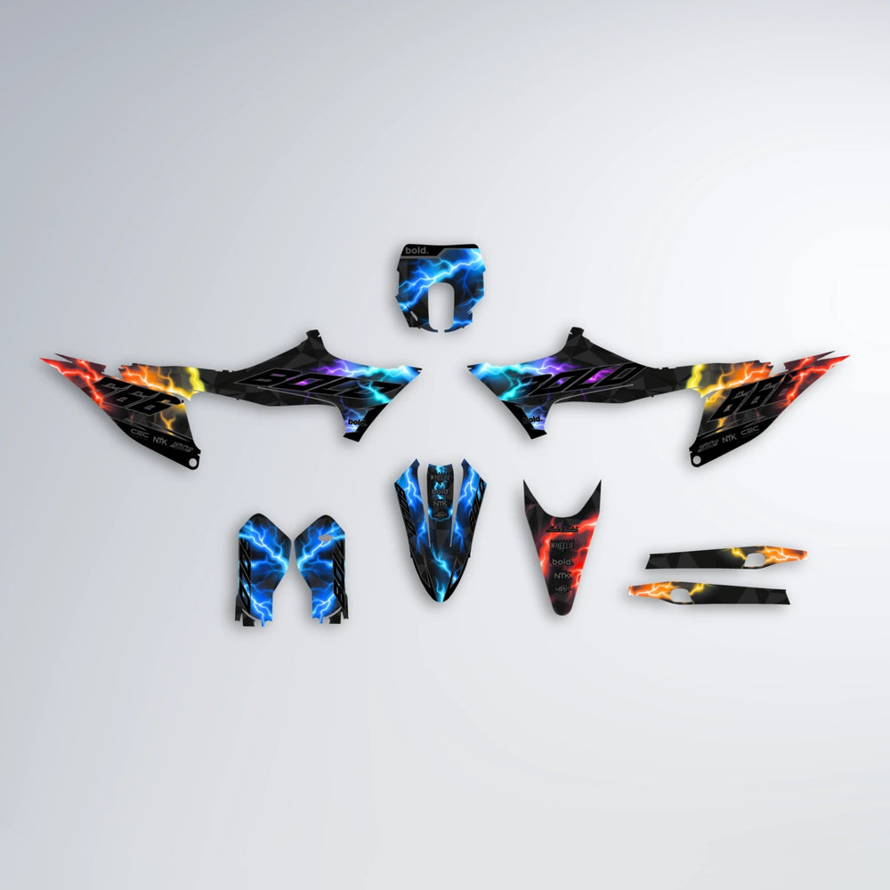 FLASH Stark Varg SM graphics kit parts layout in Sunset Fade
