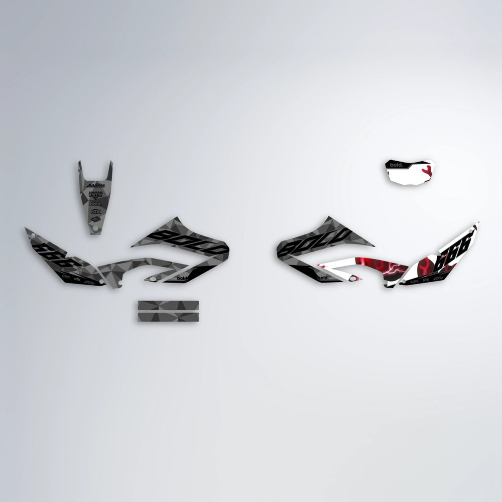FLASH Yamaha WR 125X graphics kit parts layout in Black & Red