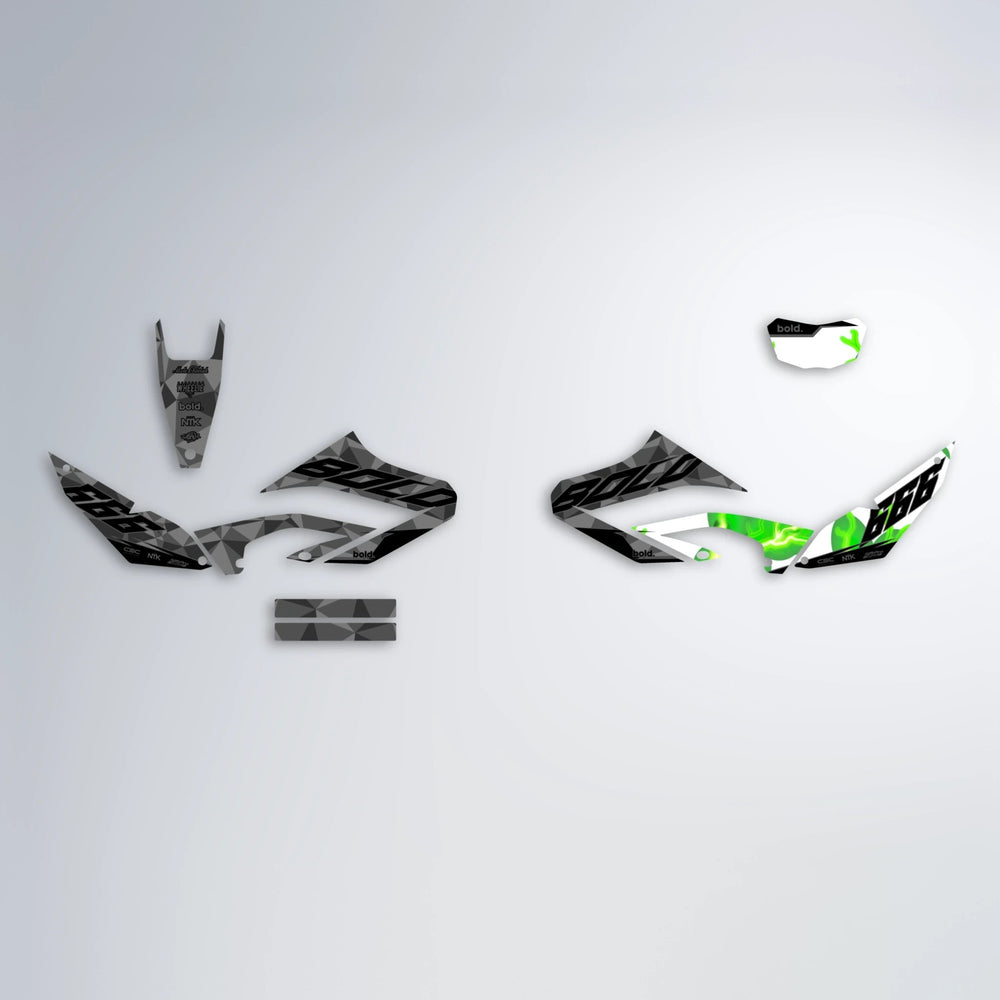 FLASH Yamaha WR 125X graphics kit parts layout in Green