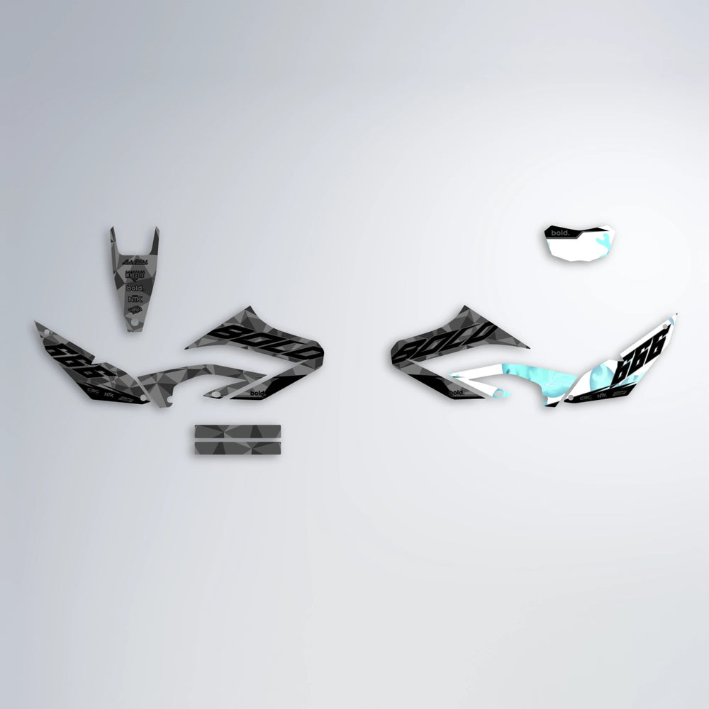 FLASH Yamaha WR 125X graphics kit parts layout in Mint