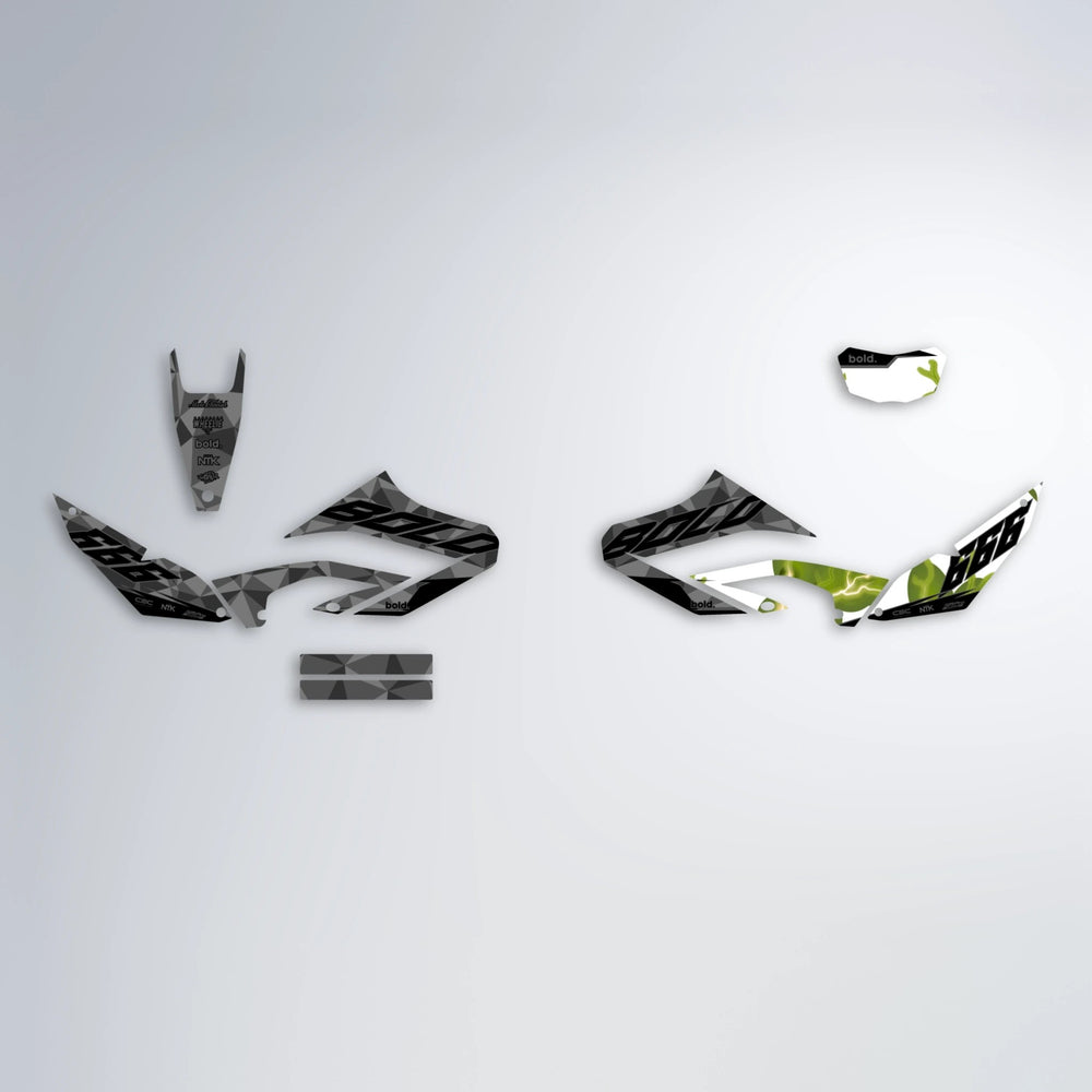 FLASH Yamaha WR 125X graphics kit parts layout in Olive