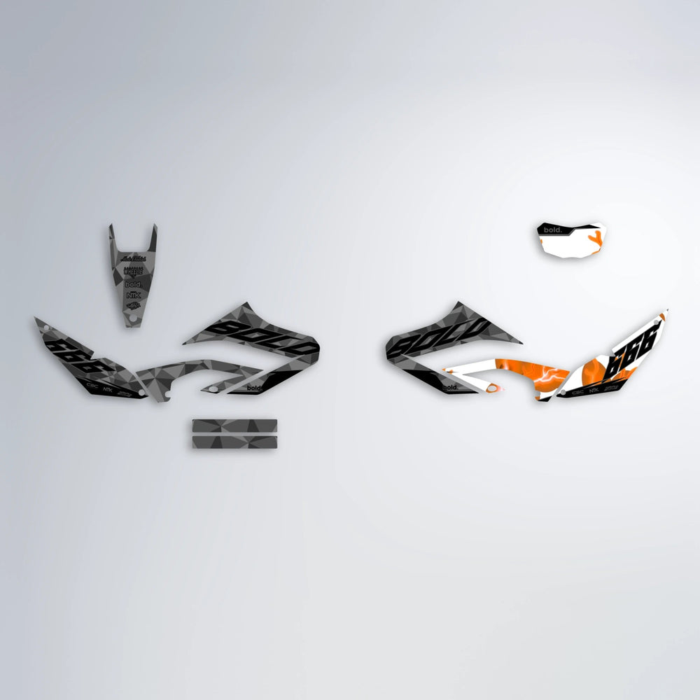FLASH Yamaha WR 125X graphics kit parts layout in Orange