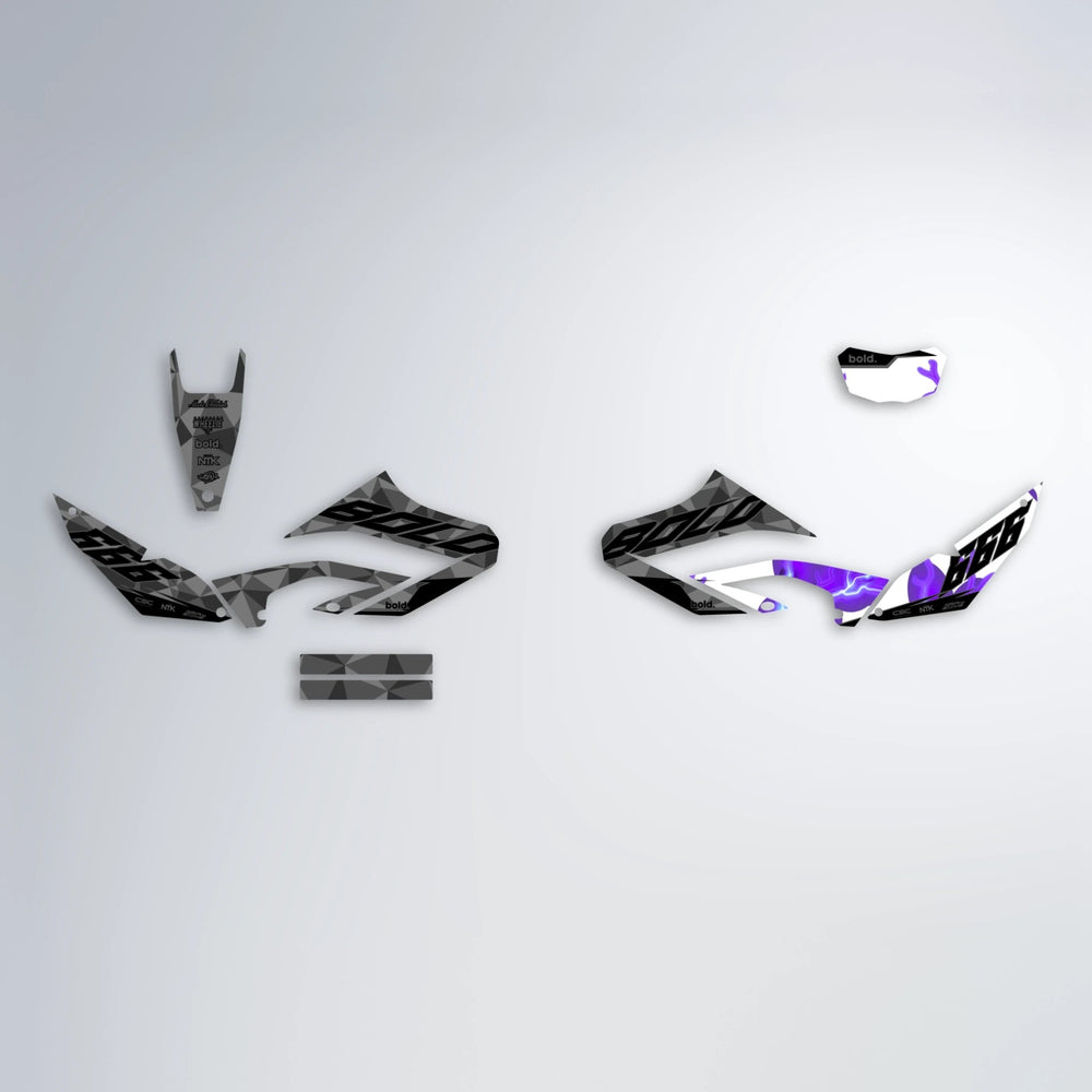 FLASH Yamaha WR 125X graphics kit parts layout in Purple