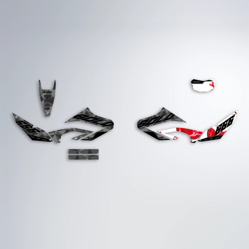 FLASH Yamaha WR 125X graphics kit parts layout in Red