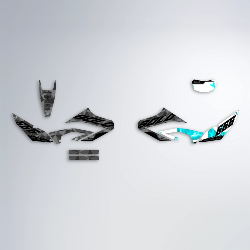FLASH Yamaha WR 125X graphics kit parts layout in Teal