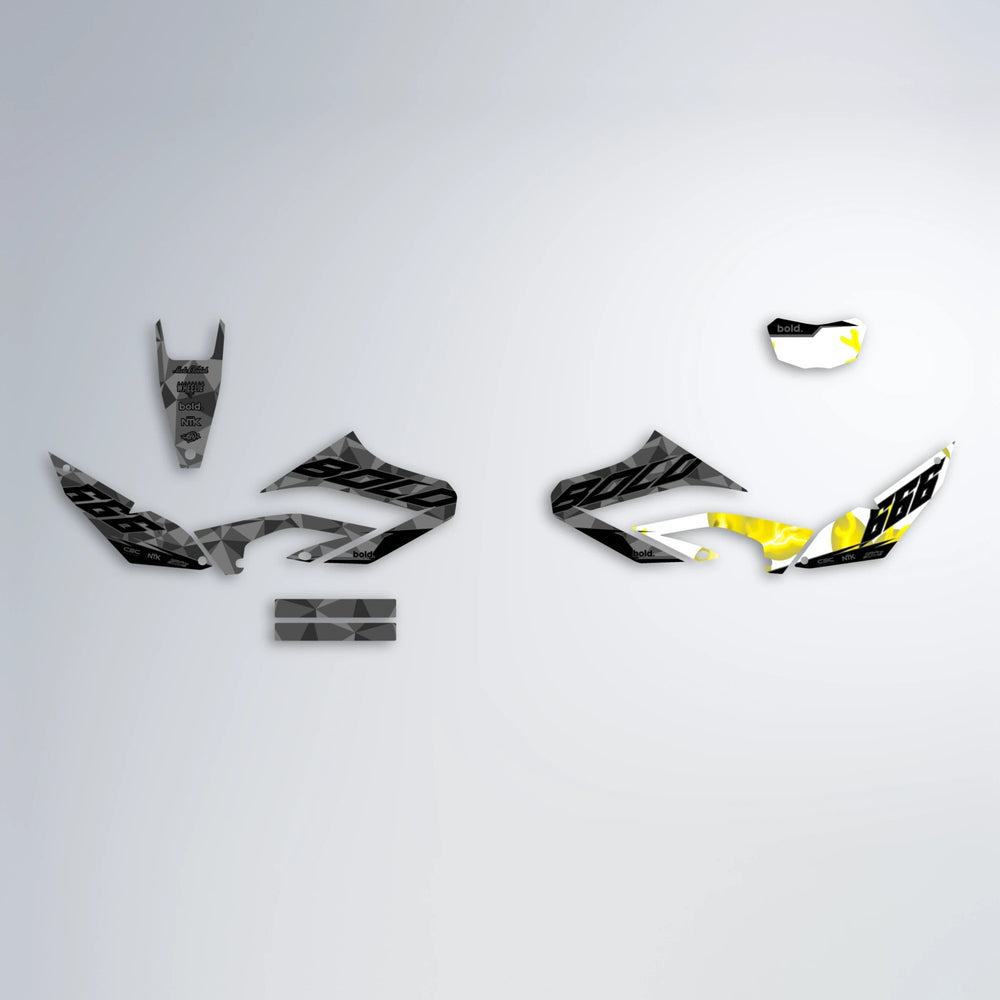FLASH Yamaha WR 125X graphics kit parts layout in Yellow