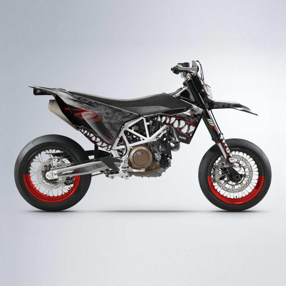 FLIGHT Husqvarna 701 supermoto graphics kit in Black & Red