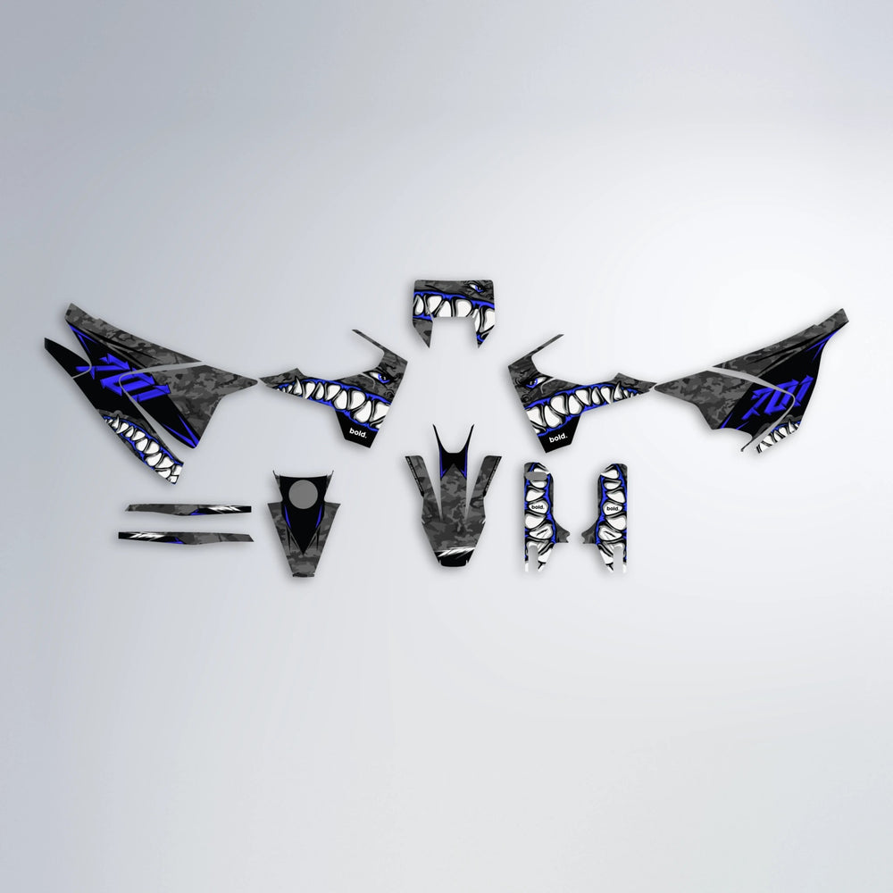 FLIGHT Husqvarna 701 graphics kit parts layout in Blue