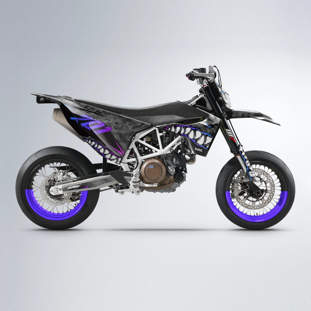 FLIGHT Husqvarna 701 supermoto graphics kit in Blue Purple Fade