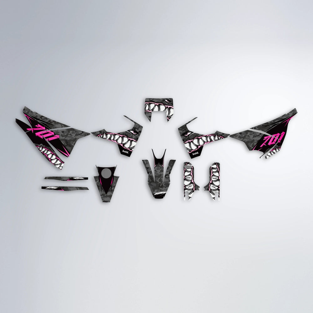 FLIGHT Husqvarna 701 graphics kit parts layout in Flamingo
