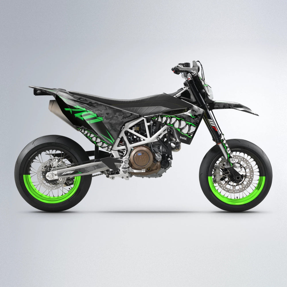 FLIGHT Husqvarna 701 supermoto graphics kit in Green