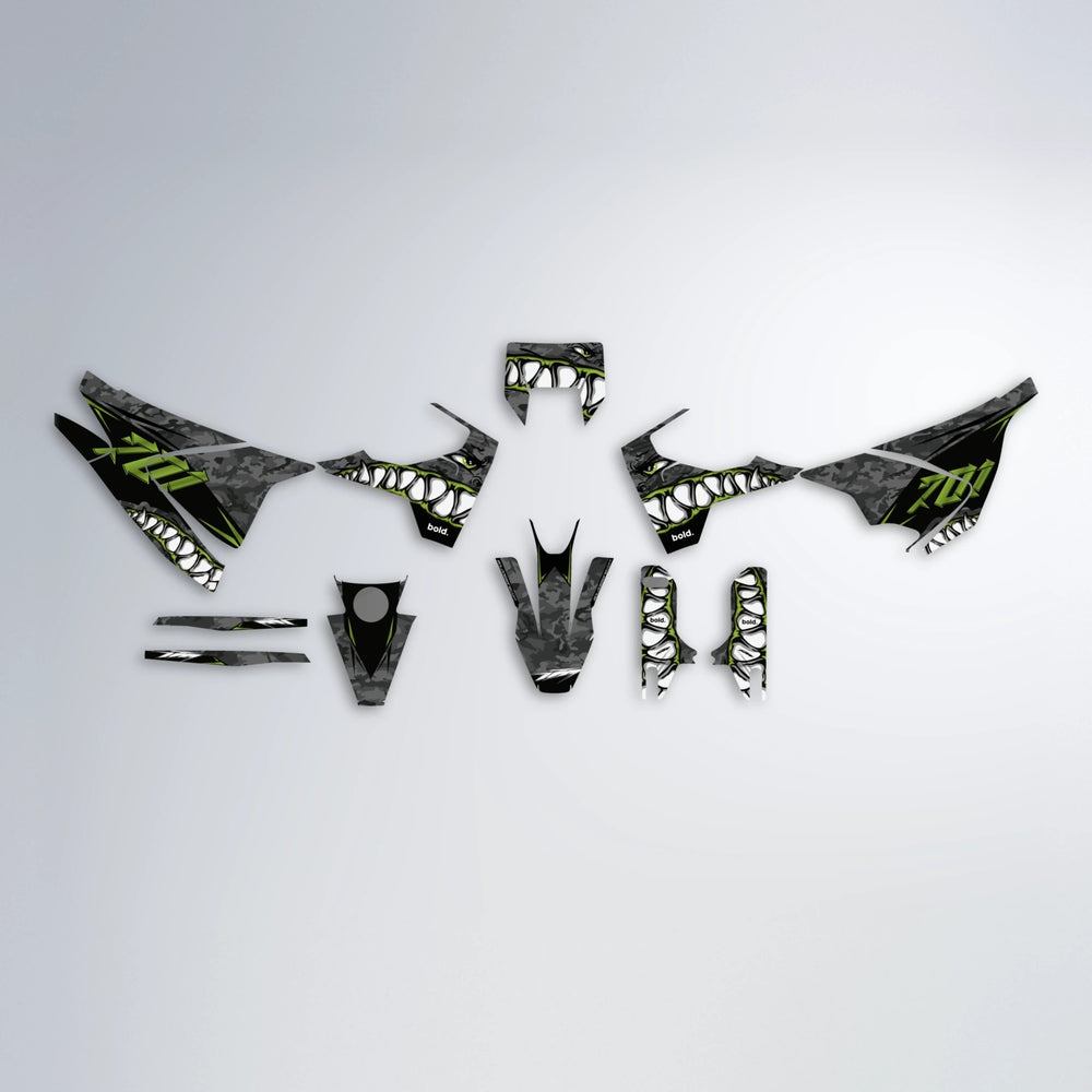 FLIGHT Husqvarna 701 graphics kit parts layout in Olive