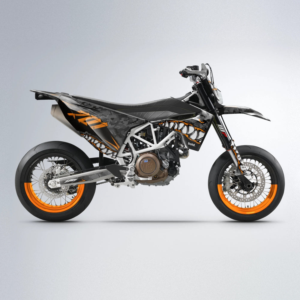 FLIGHT Husqvarna 701 supermoto graphics kit in Orange