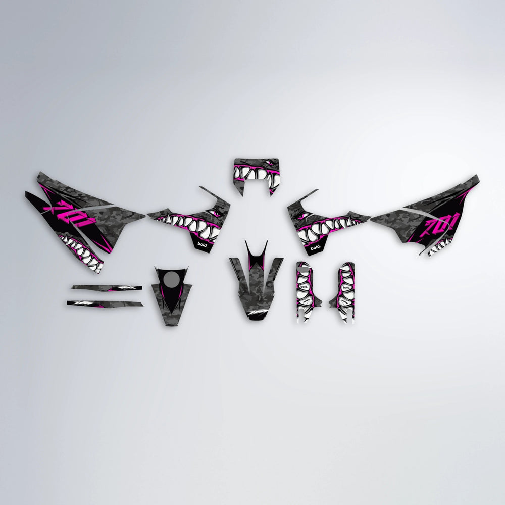 FLIGHT Husqvarna 701 graphics kit parts layout in Pink