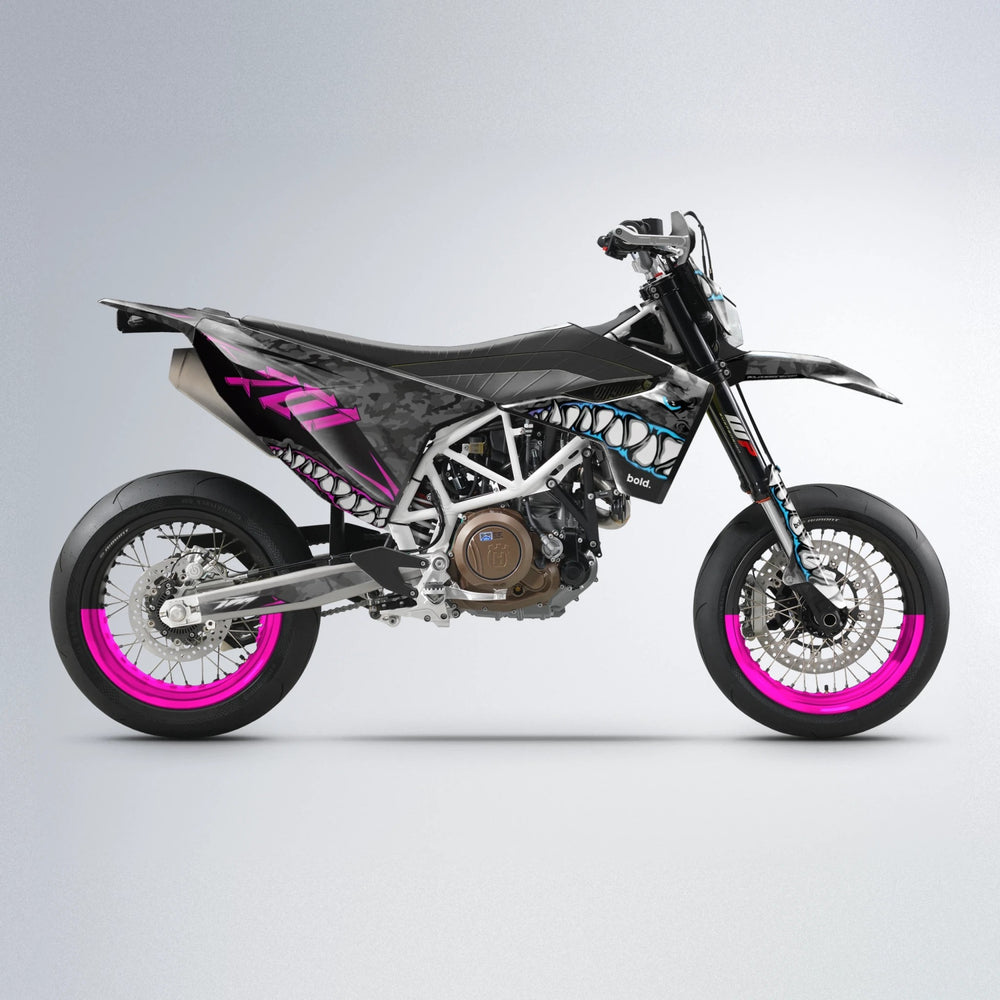 FLIGHT Husqvarna 701 supermoto graphics kit in Pink & Light Blue