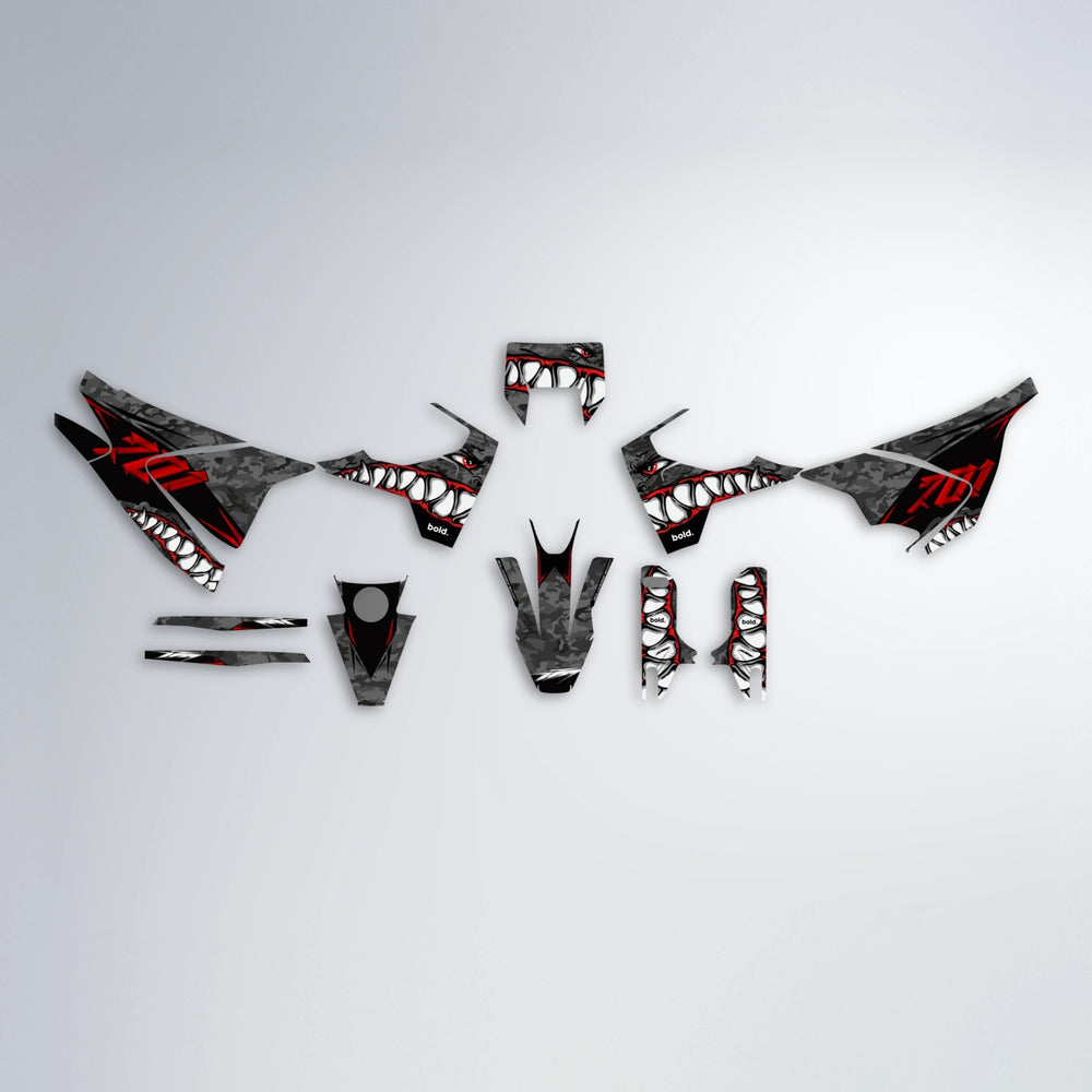 FLIGHT Husqvarna 701 graphics kit parts layout in Red
