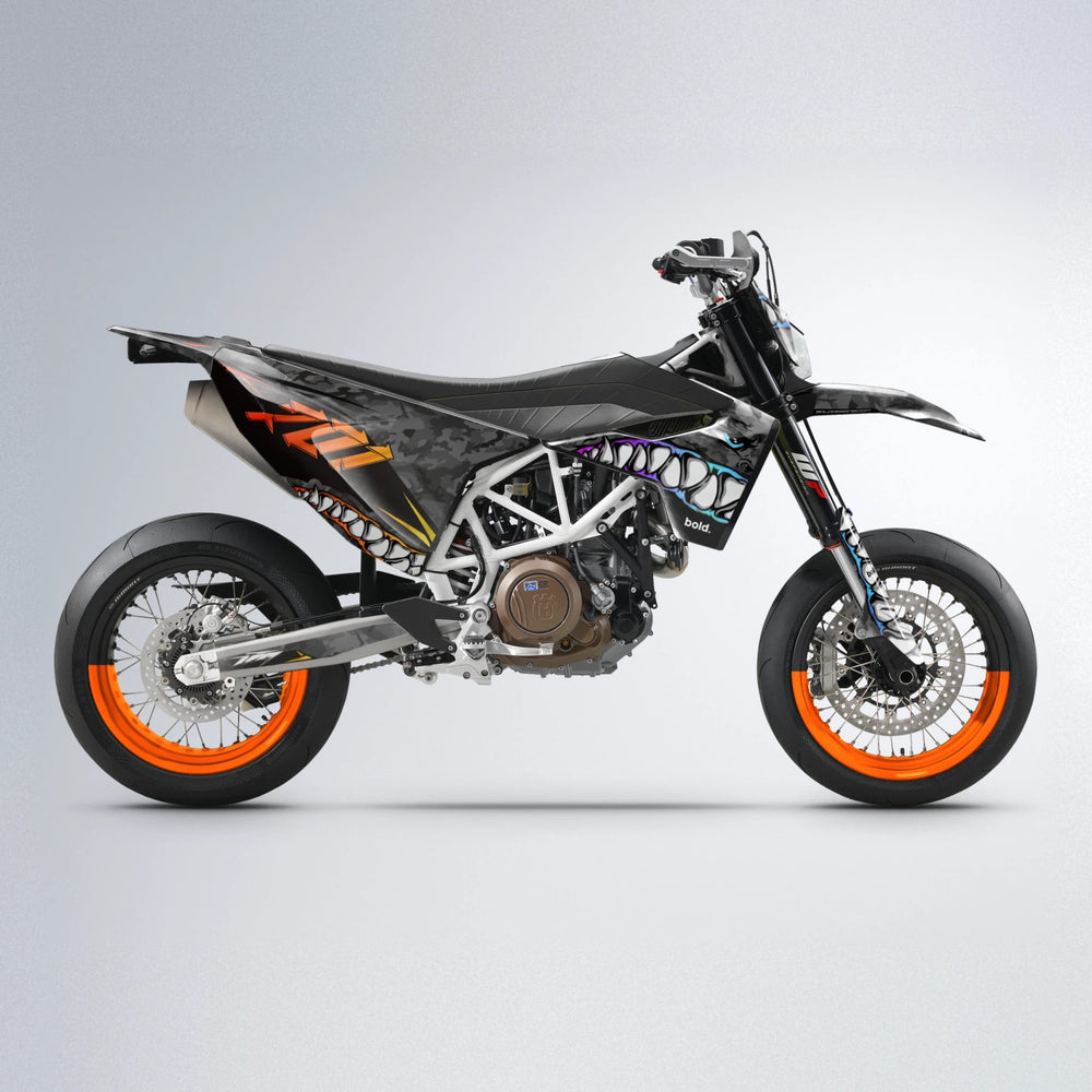 FLIGHT Husqvarna 701 supermoto graphics kit in Sunset Fade