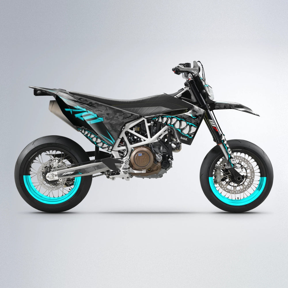 FLIGHT Husqvarna 701 supermoto graphics kit in Teal