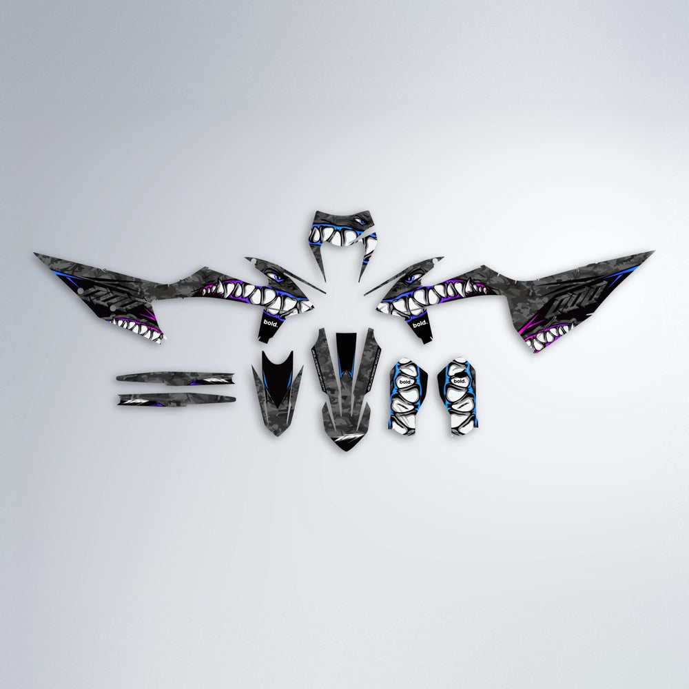 FLIGHT graphics kit parts layout in Blue Purple Fade