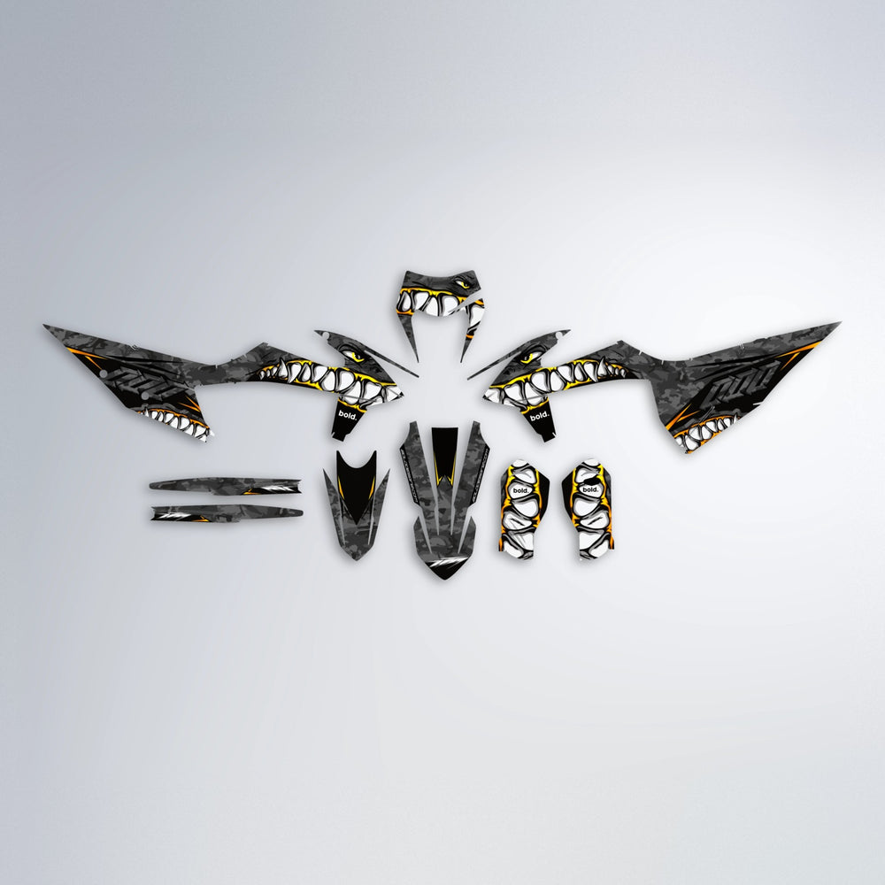 FLIGHT graphics kit parts layout in Orange & Yellow