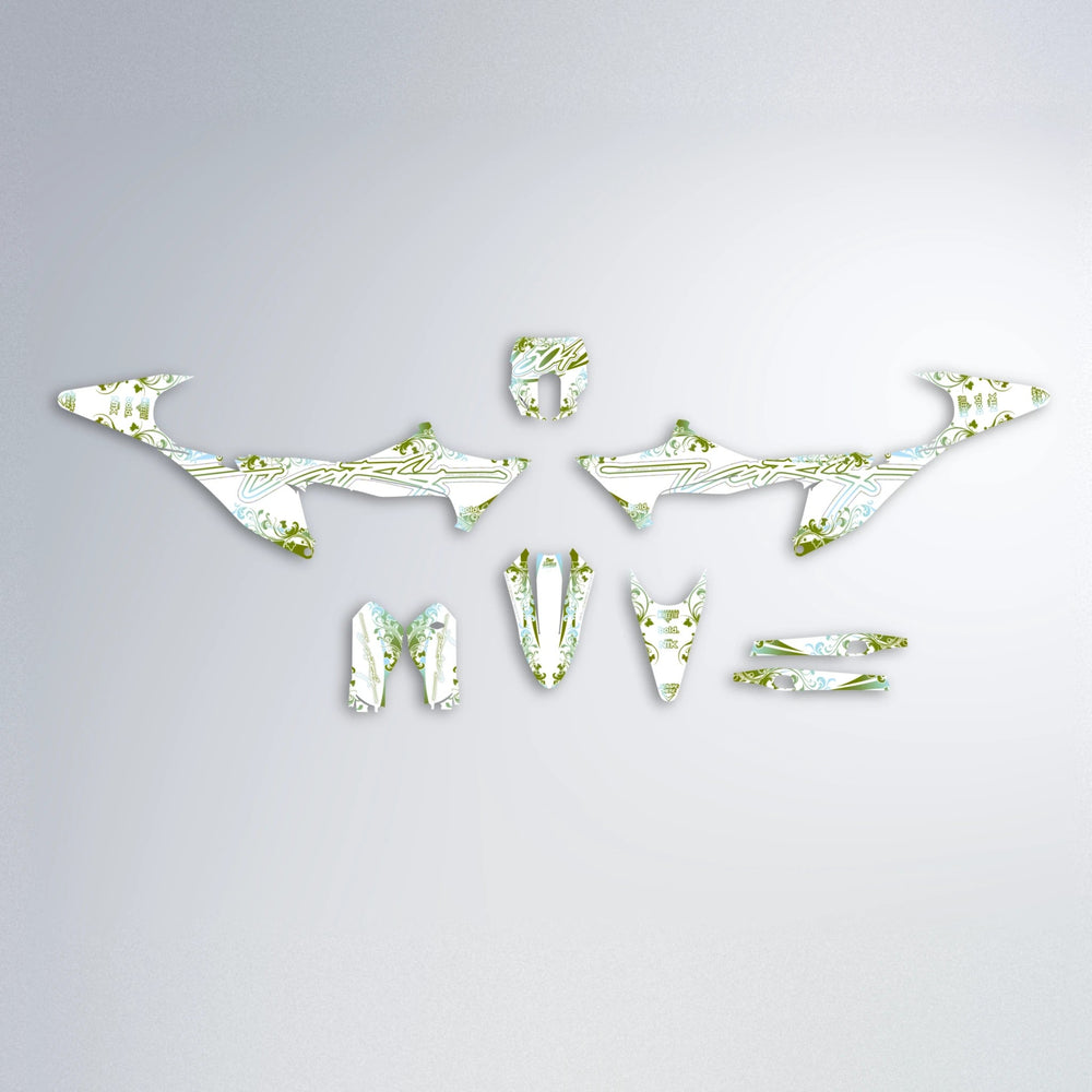 FLORAL Stark Varg MX graphics kit parts layout in Olive