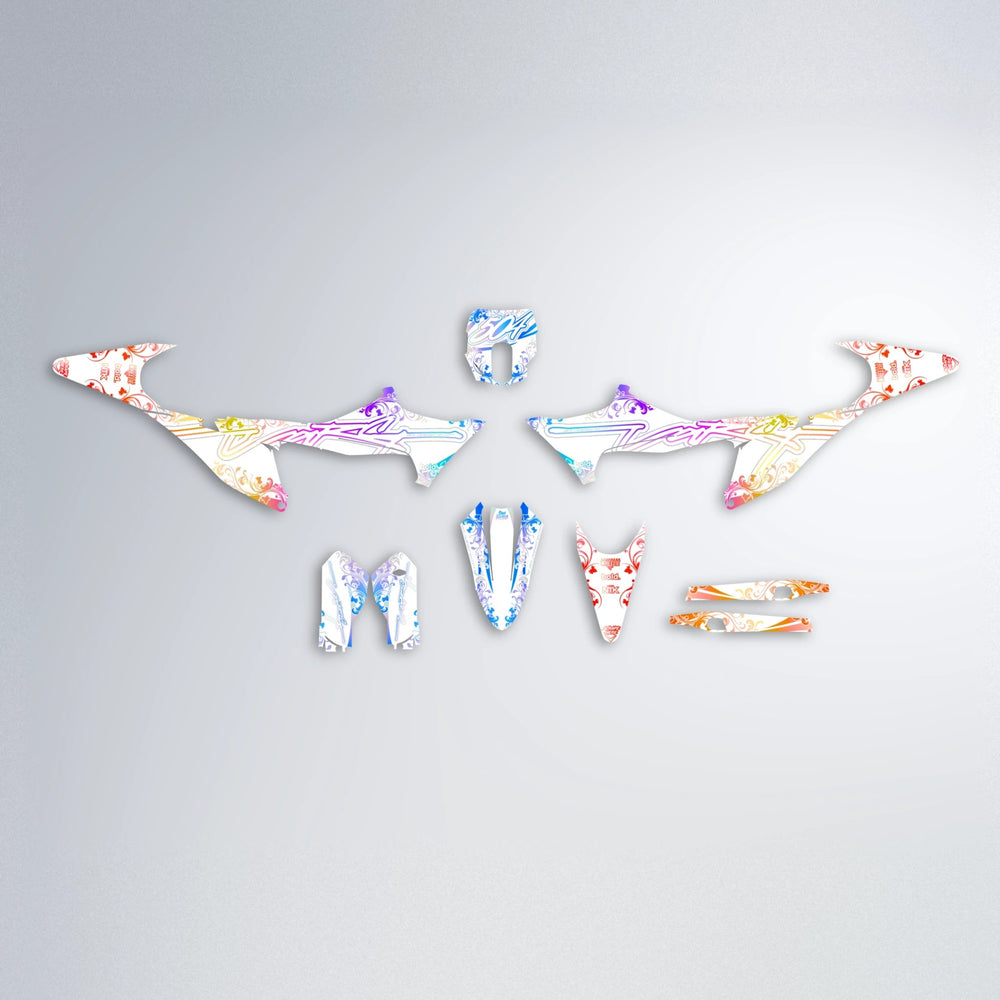 FLORAL Stark Varg MX graphics kit parts layout in Sunset Fade