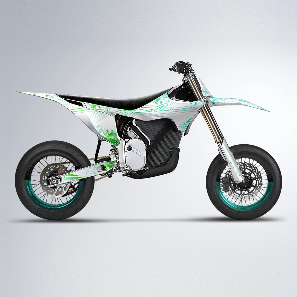 FLORAL Stark Varg SM supermoto graphics kit in Cyan & Green